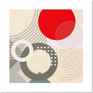 Modern Geometric Pattern Red Cream Serene Style Posters and Art